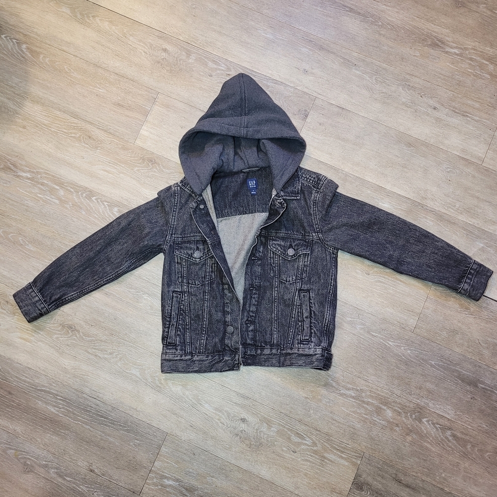 Boys Gap Denim Hooded Jacket Size Medium 8-9